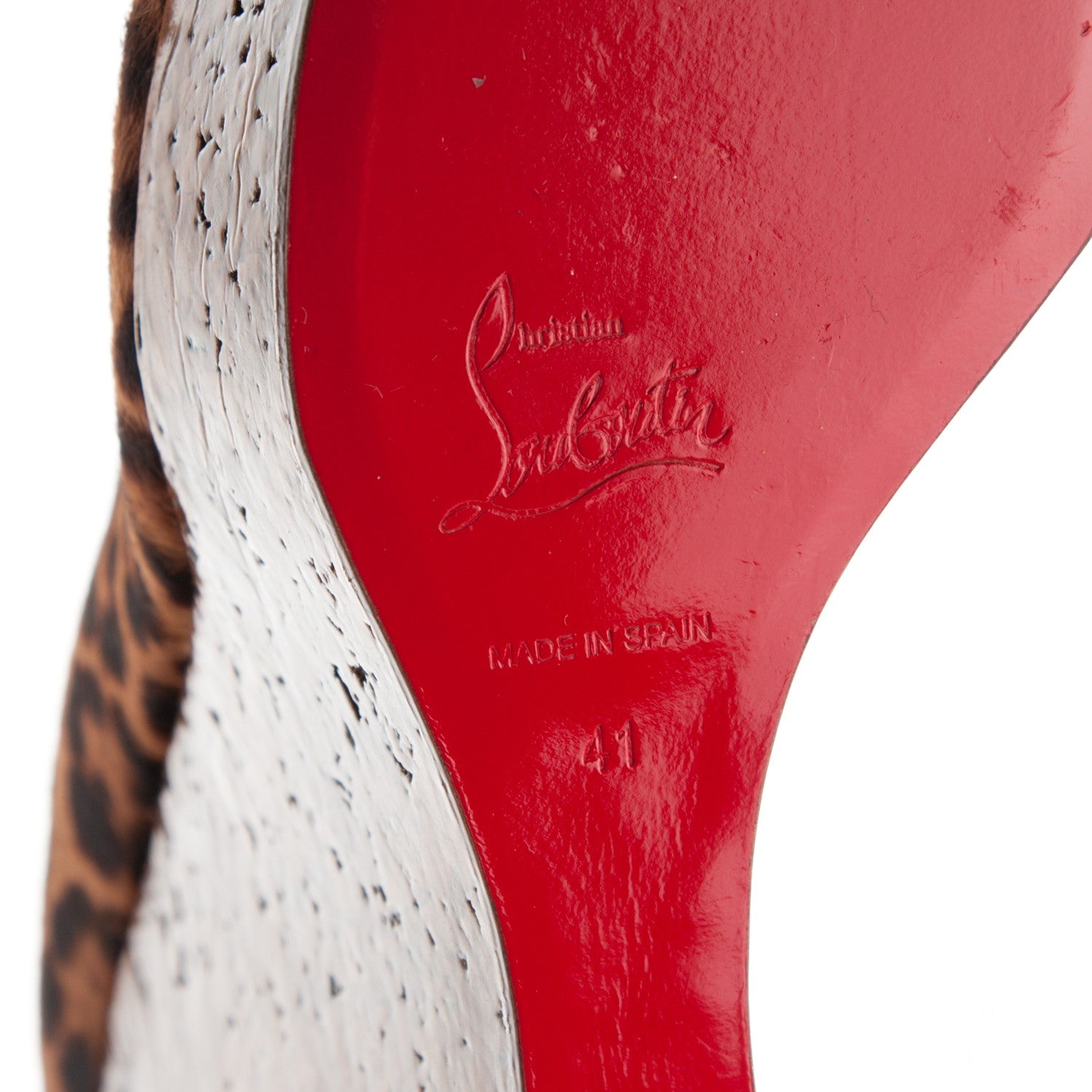 Christian Louboutin Pony Hair Cork Coroclic 140 Wedges 41 Leopard 6 of 7