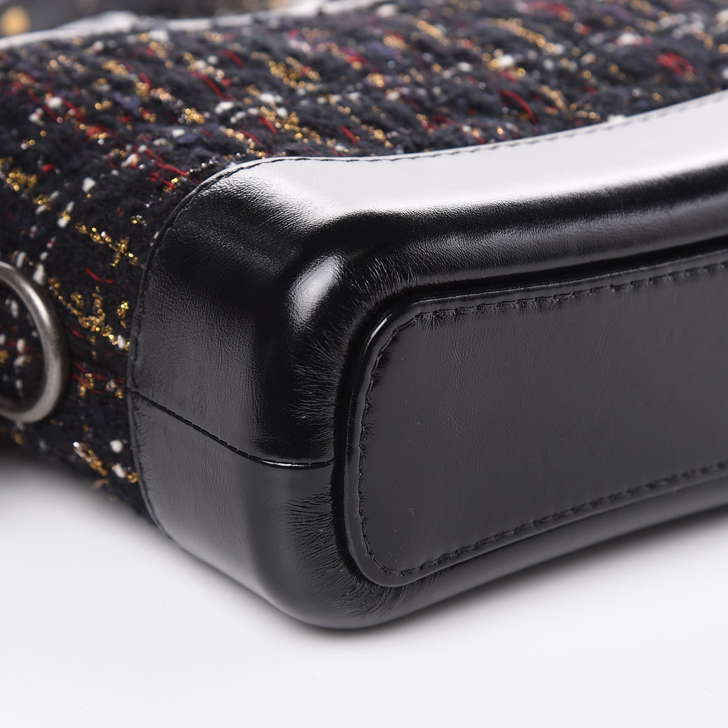 Tweed Calfskin Small Gabrielle Hobo Black Gold Red Ecru