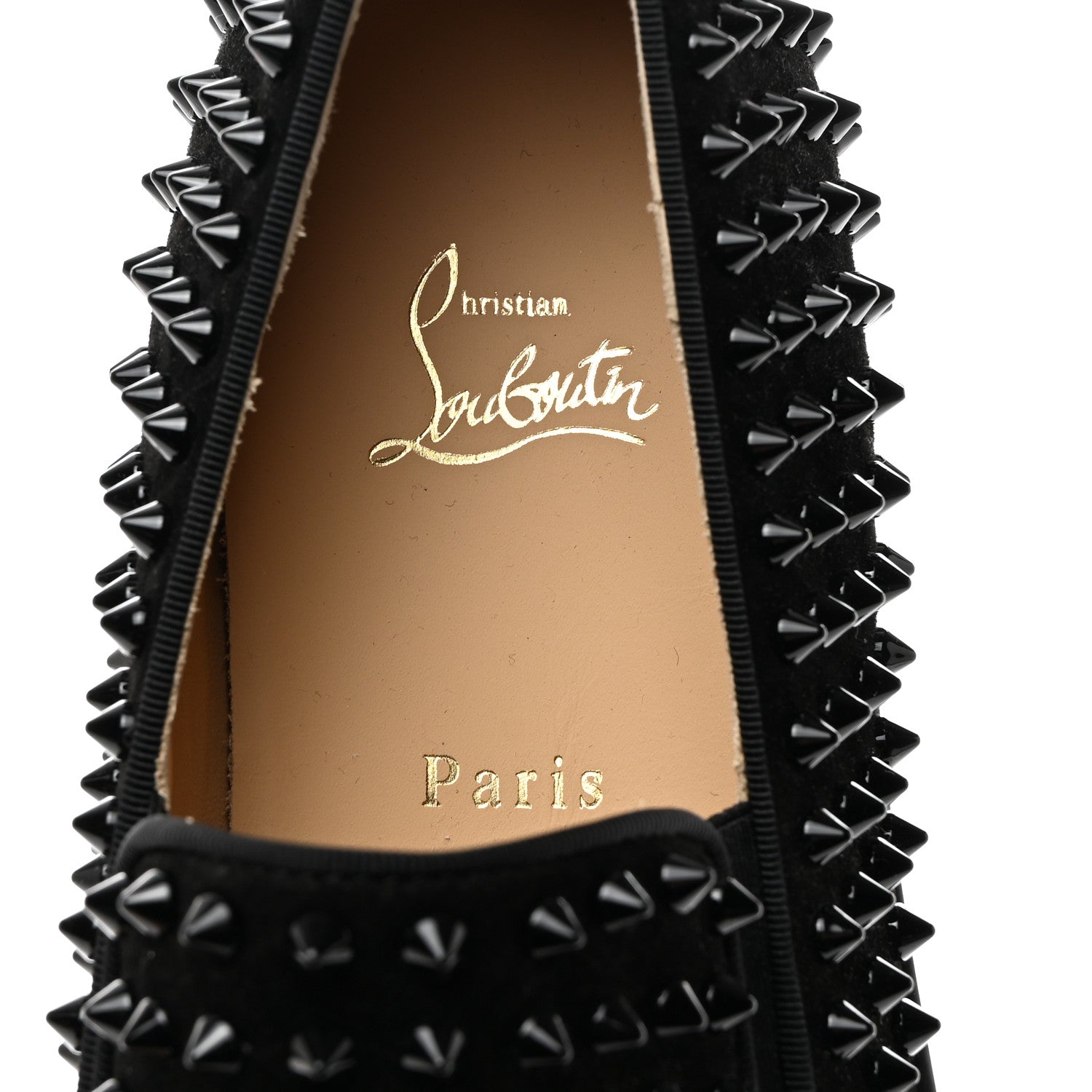 Christian Louboutin Veau Velours Spikes Mens Roller Boat Flat 43 Black 6 of 7