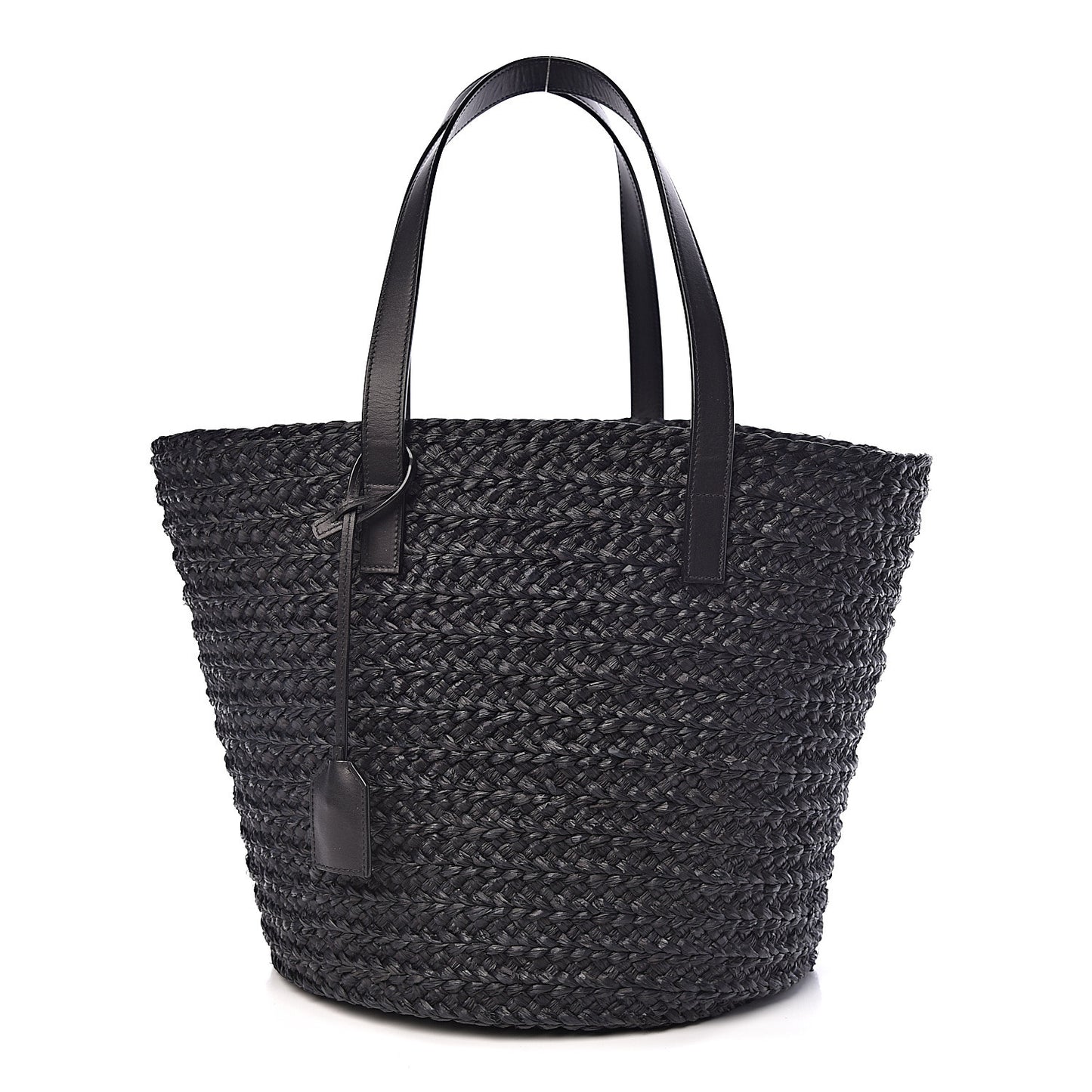 Raffia Medium Panier Bag Black