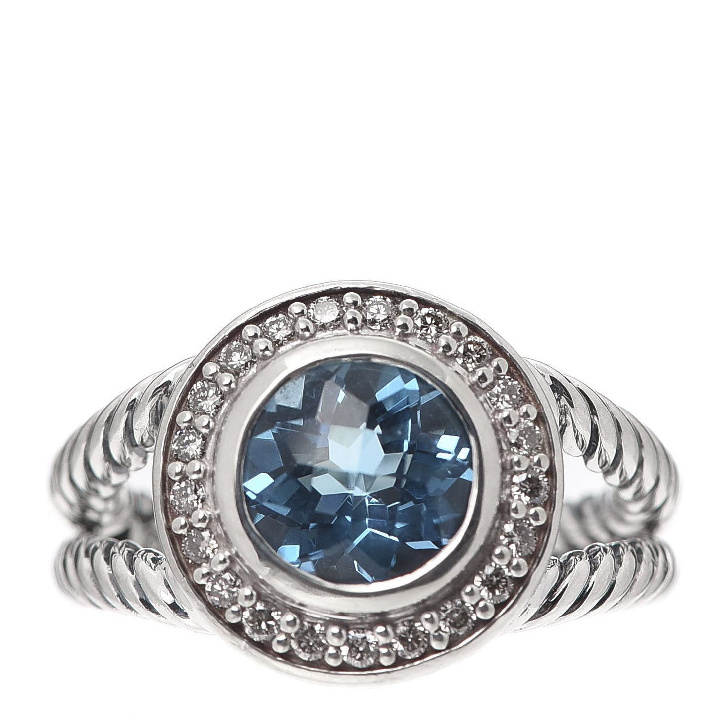 Sterling Silver Diamond Blue Topaz 8mm Petite Cerise Ring 52 6