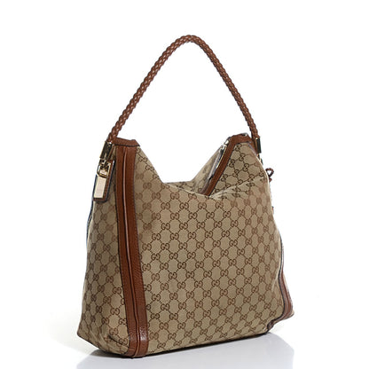 Gucci Monogram Cellarius Calfskin Large Bella Hobo Beige Ebony Cuir 3 of 7