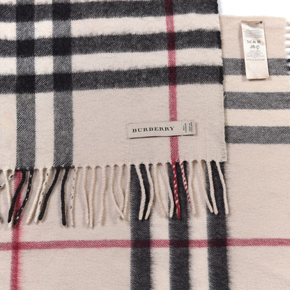 Burberry Cashmere Check Fringe Scarf Stone 6 of 8