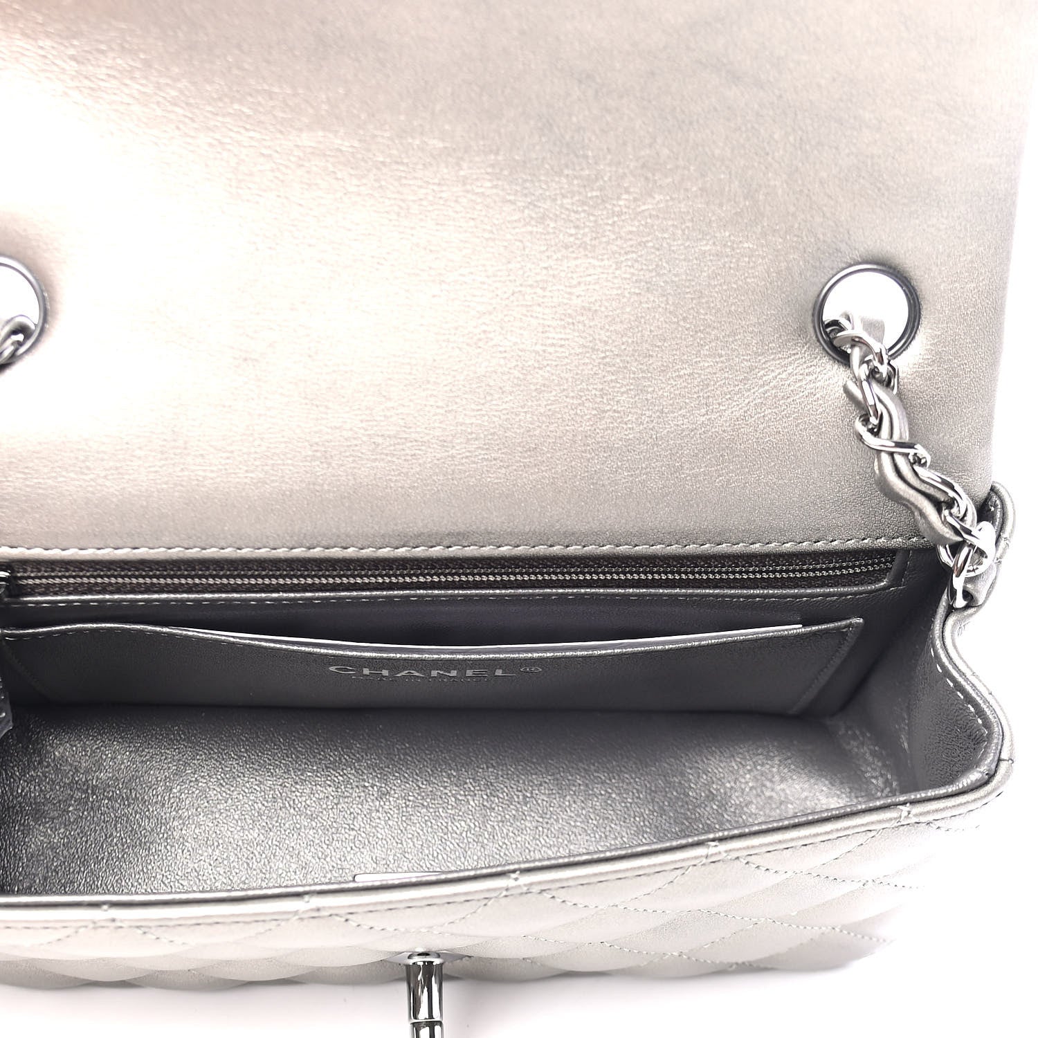 Chanel Metallic Calfskin Quilted Mini Rectangular Flap Ruthenium 4 of 4