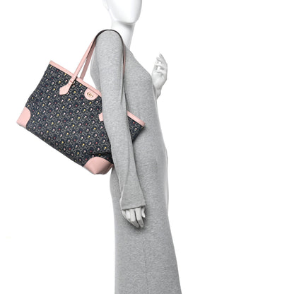 Gucci New Denim Dollar Calfskin Floral GG Monogram Medium Ophidia Shopping Tote Blue Tea Multicolor Powder Pink 2 of 13