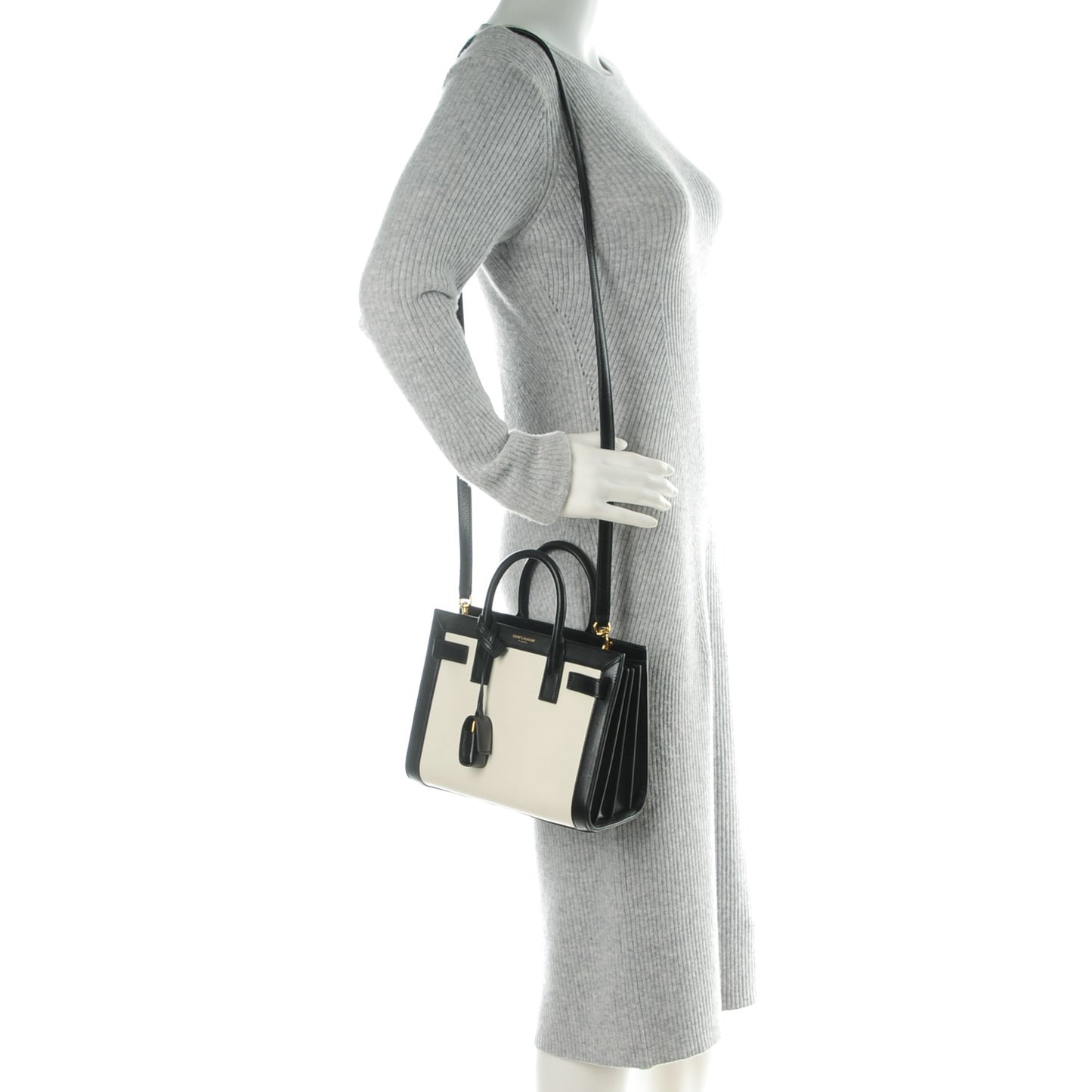 Calfskin Bi-Color Nano Sac De Jour Porcellana Black