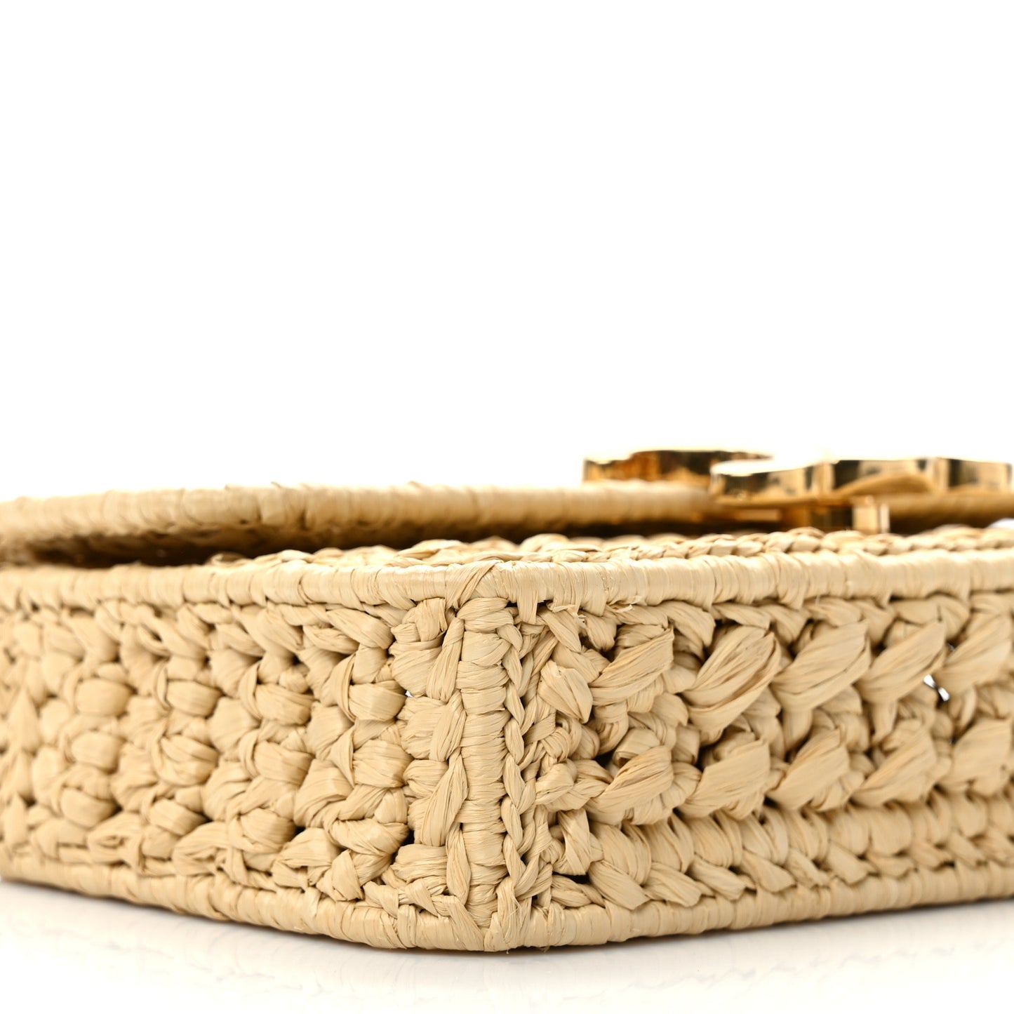 Raffia Effect Claude Chain Shoulder Bag Natural