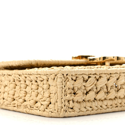 Celine Raffia Effect Claude Chain Shoulder Bag Natural 7 of 9