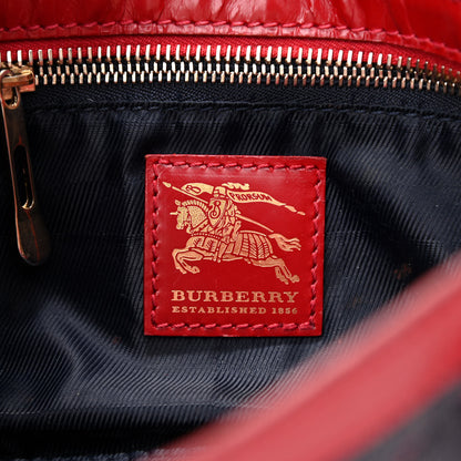 Burberry Shiny Calfskin Denim Quilted Shoulder Bag Blue Red 5 of 12