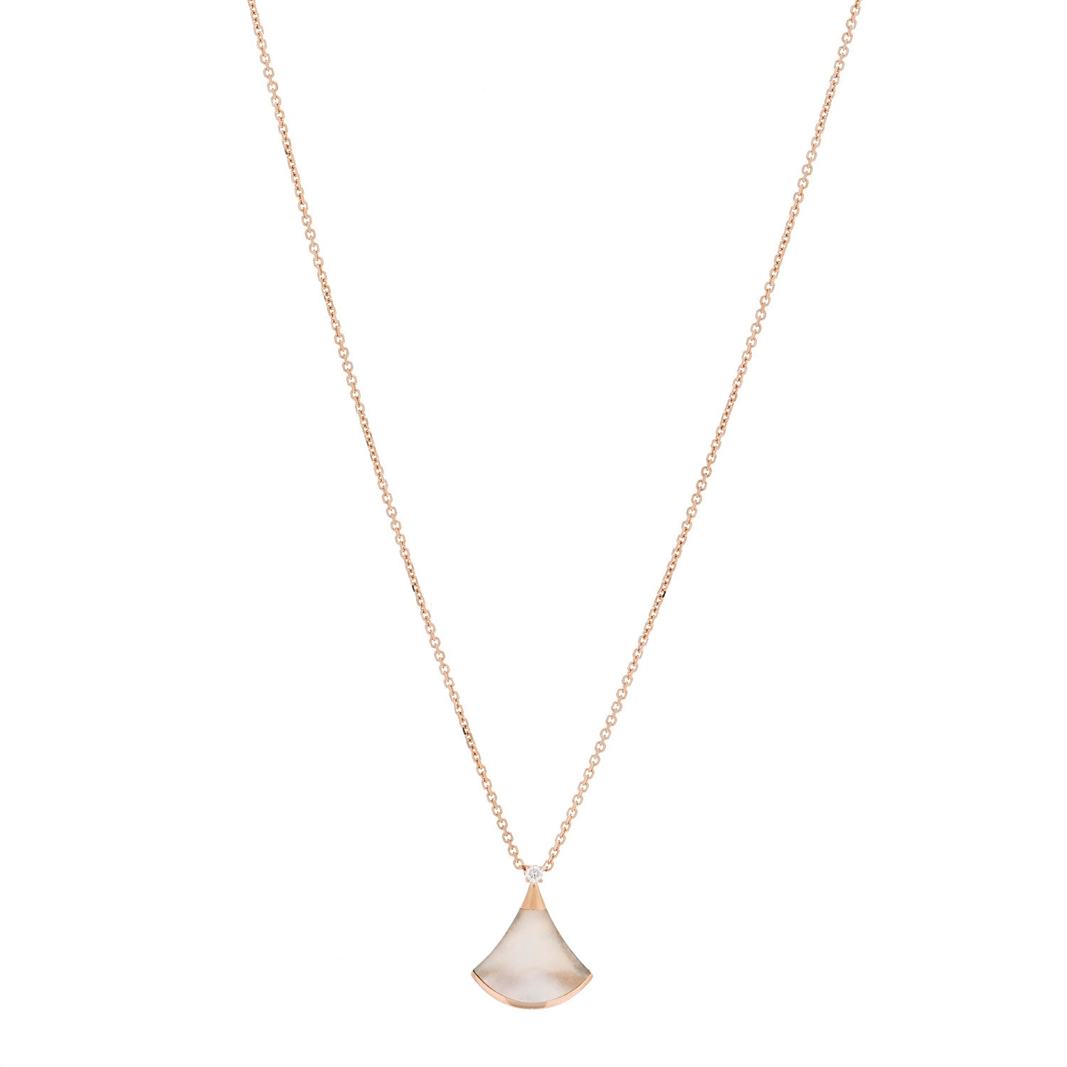Bulgari 18K Rose Gold Diamond Mother of Pearl Small Divas' Dream Pendant Necklace 1 of 6