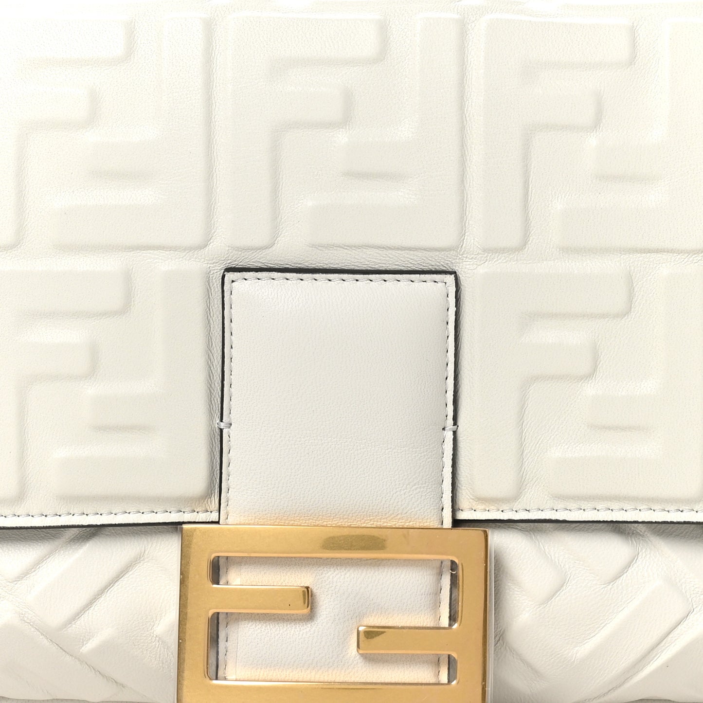 Nappa FF 1974 Embossed Large Baguette White