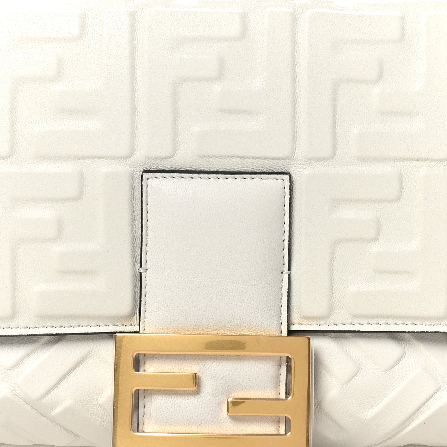 Fendi Nappa FF 1974 Embossed Large Baguette White 8 of 10
