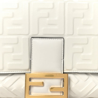 Fendi Nappa FF 1974 Embossed Large Baguette White 8 of 10