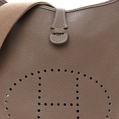 Hermes Taurillon Clemence Evelyne III PM Etoupe 8 of 10