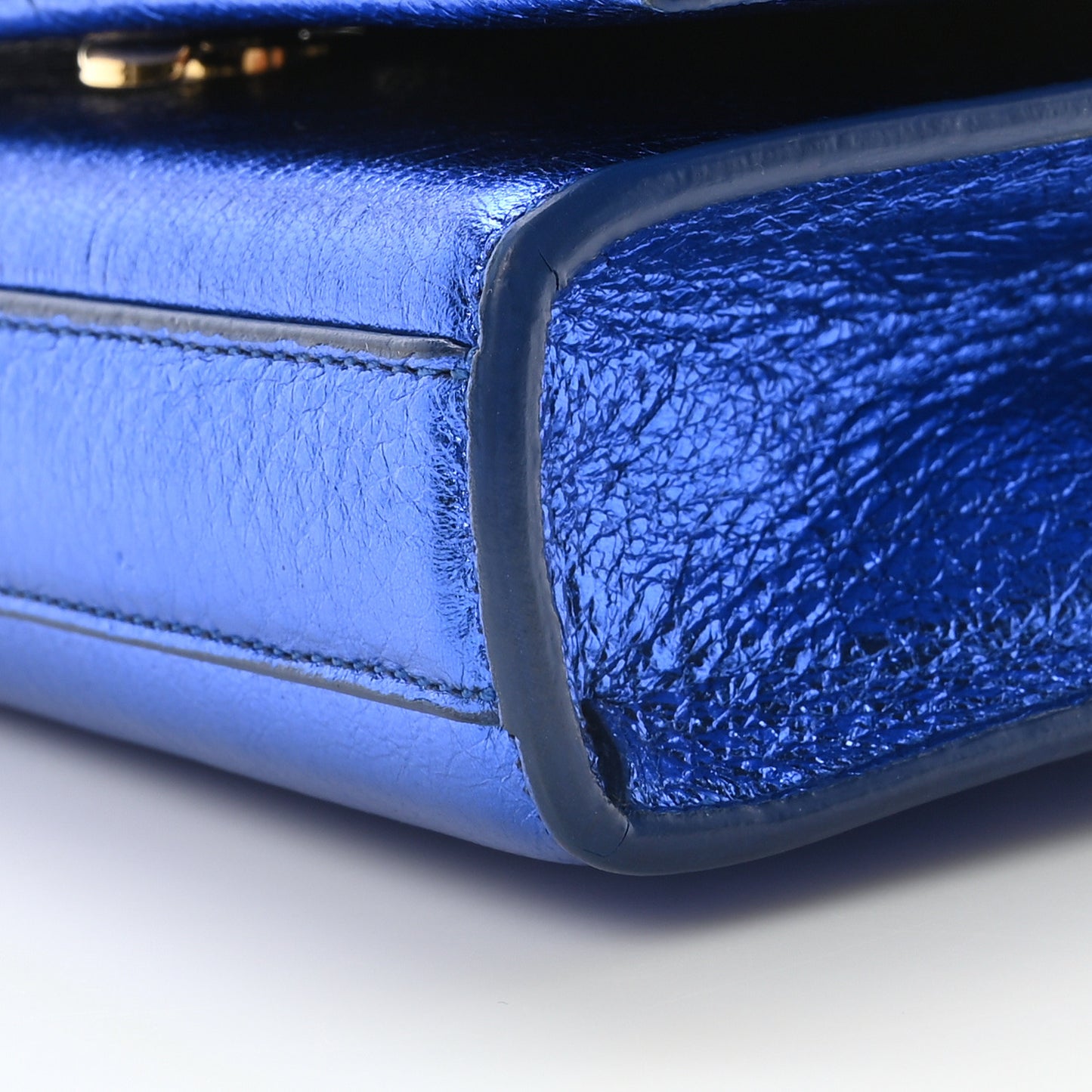 Metallic Calfskin Small Classic Monogram Kate Tassel Satchel Blue Royal