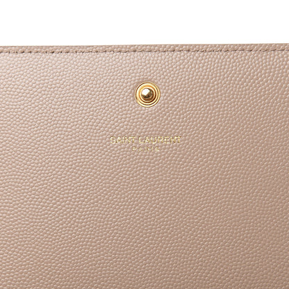Saint Laurent Grain De Poudre Monogram Chain Wallet Dark Beige 6 of 10