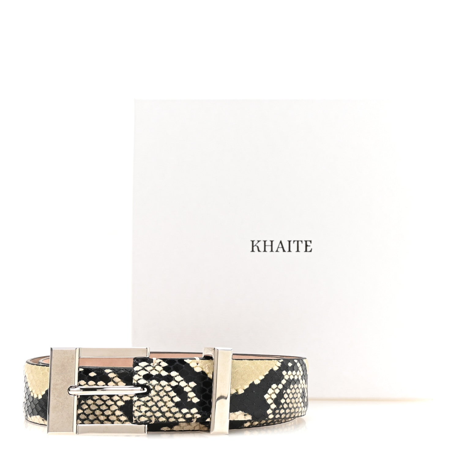 Khaite Calfskin Snakeskin Embossed Manhattan Belt 80 32 Natural 6 of 7