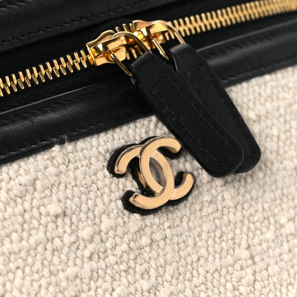 Chanel Boucle Calfskin Top Handle Slim Vanity Case With Chain Ecru Black 11 of 13