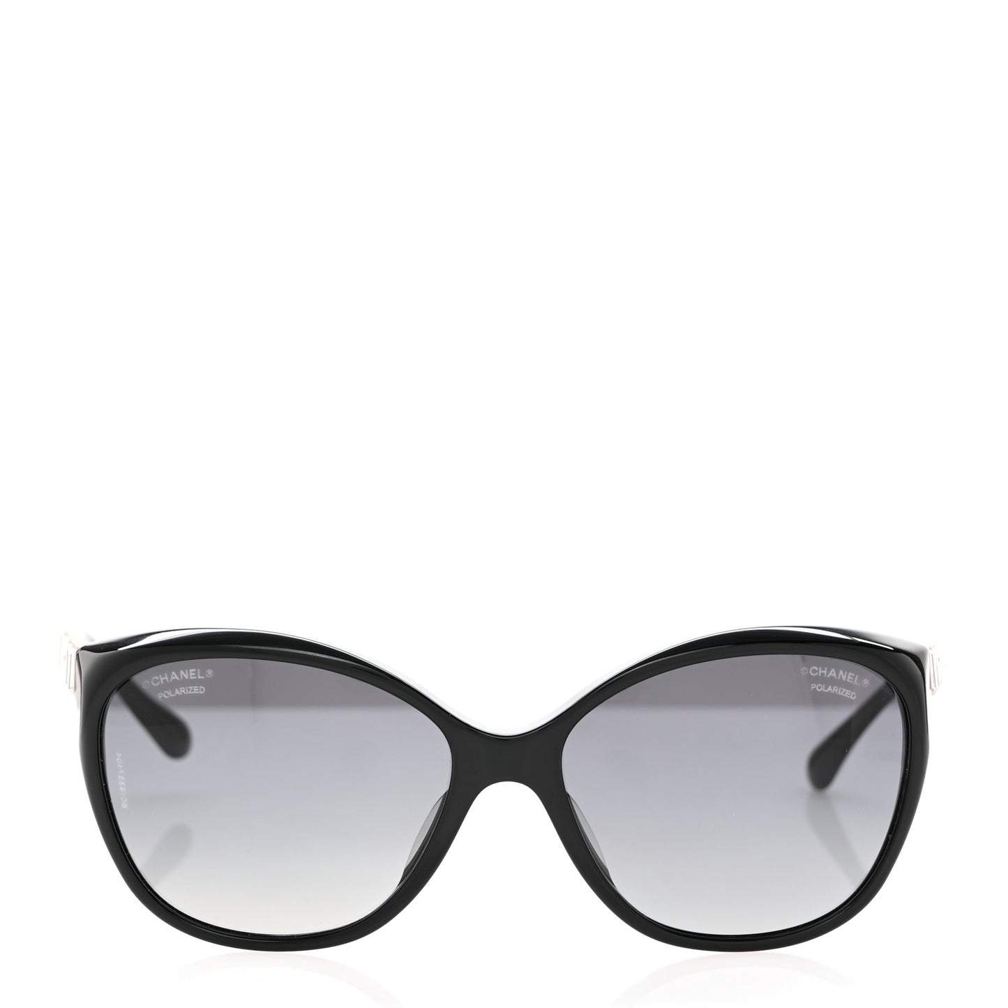 Crystal Baguette Polarized Cat Eye Sunglasses 5309-B-A Black