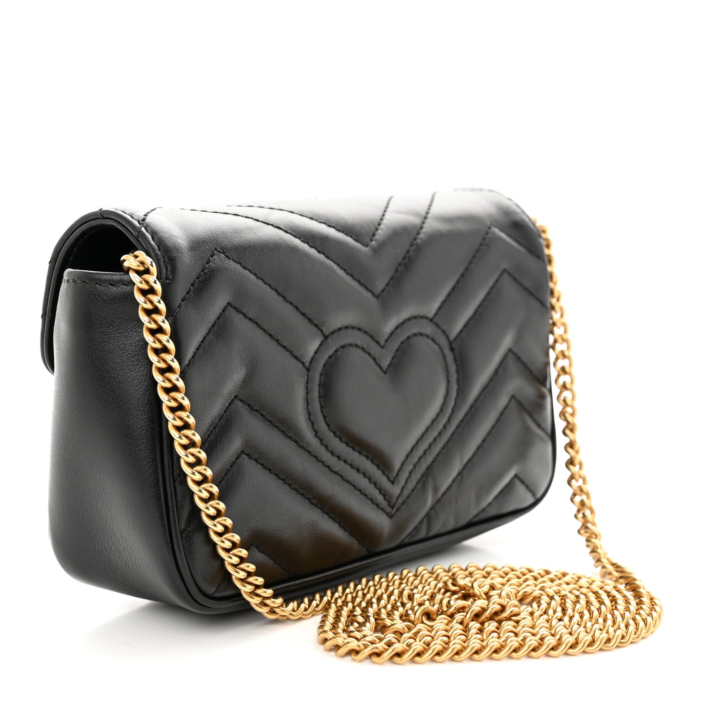 Calfskin Matelasse Super Mini GG Marmont Shoulder Bag Black