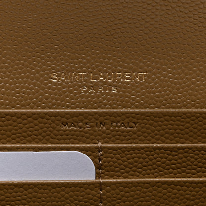 Saint Laurent Grain De Poudre Matelasse Chevron Monogram Flap Wallet Dark Latte 5 of 7