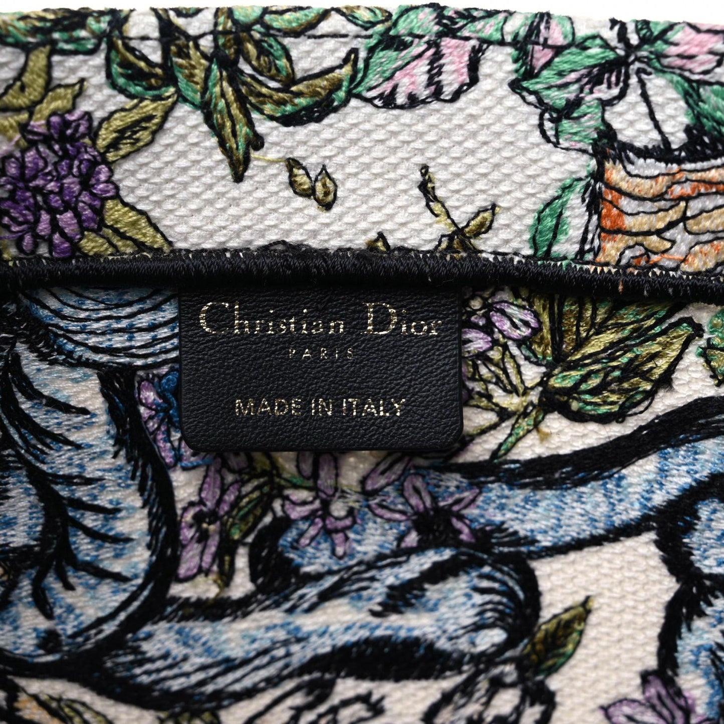 Canvas Embroidered Large D-Constellation Book Tote Latte Multicolor