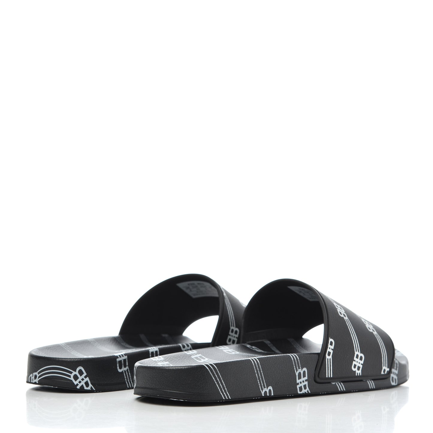 Rubber License Logo Print Mens Pool Slide Sandals 42 Black White