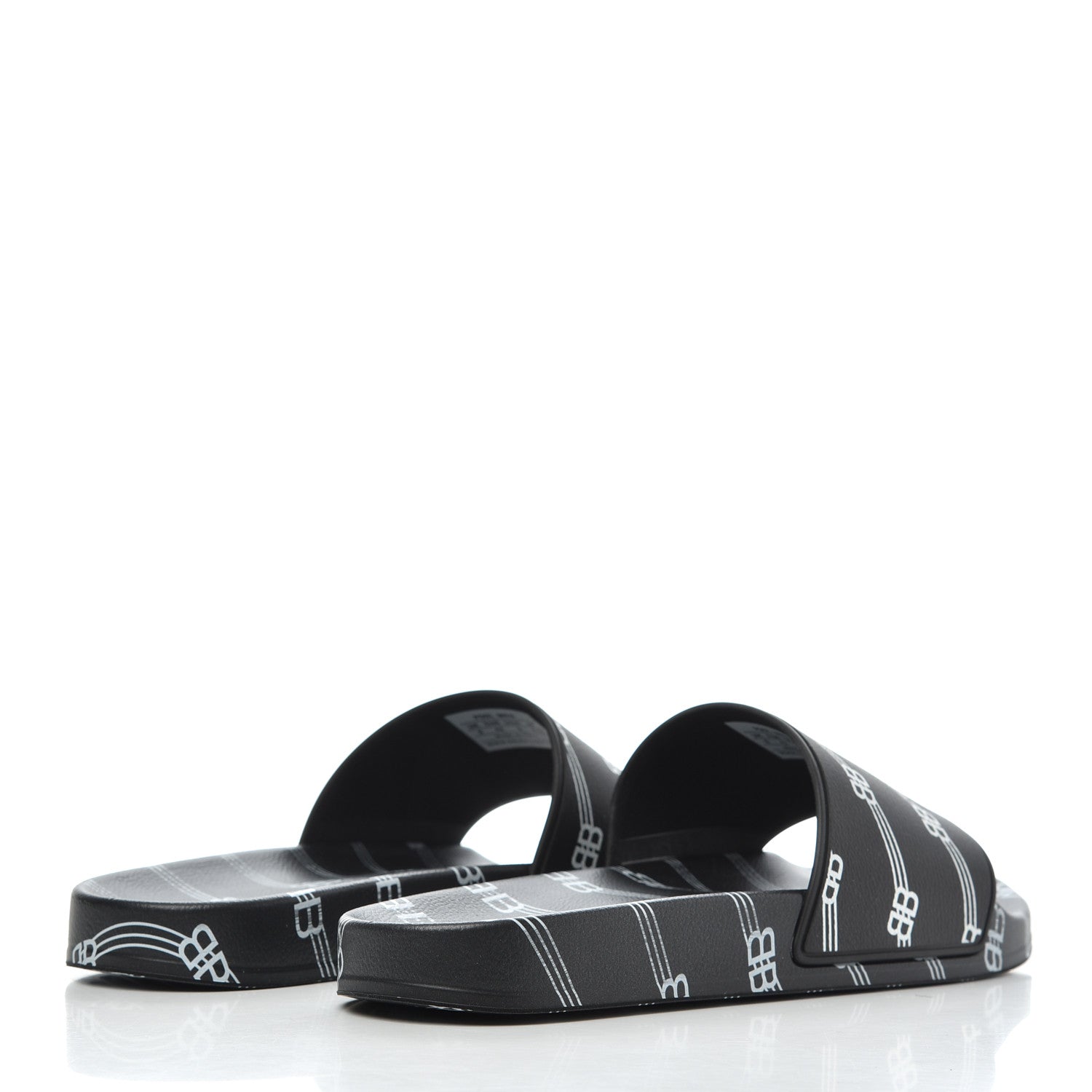 Balenciaga Rubber License Logo Print Mens Pool Slide Sandals 42 Black White 4 of 9