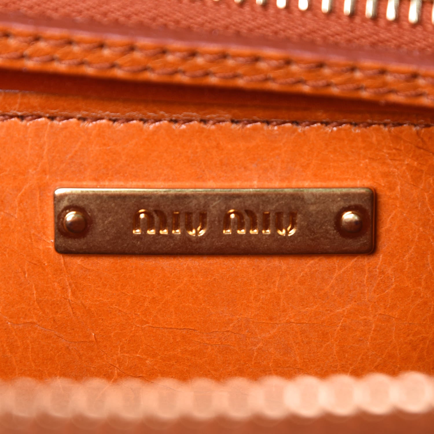 Miu Miu Vitello Shine Zip Tote Papaya 8 of 11