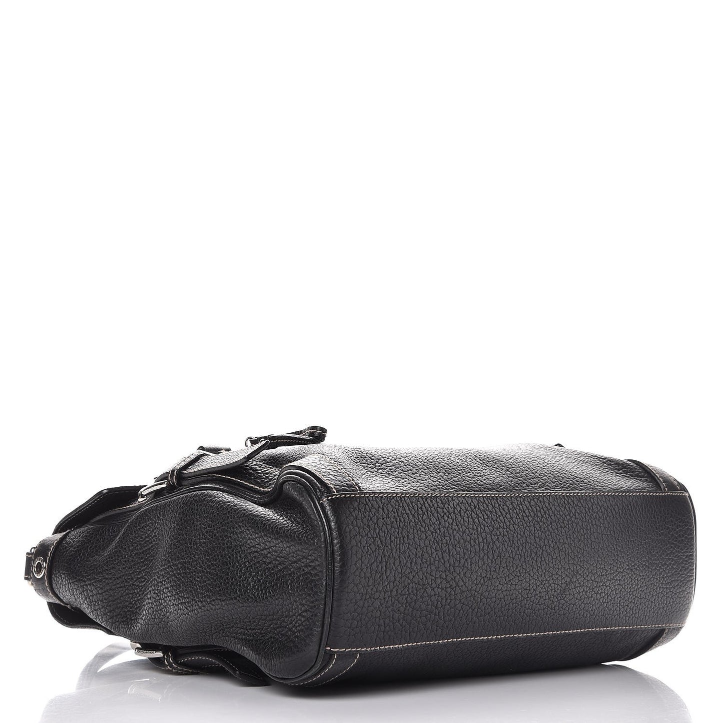 Grained Calfskin Large Easy Way Flap Tote Black