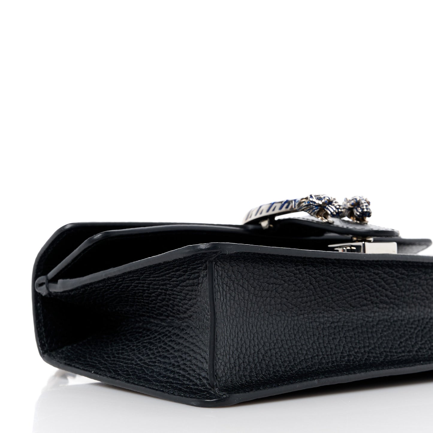 Dollar Calfskin Enamel Small Dionysus Shoulder Bag Black Electric Blue