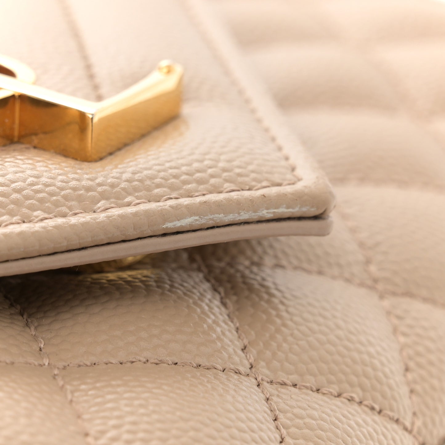 Grain De Poudre Textured Mixed Matelasse Triquilt Small Monogram Satchel Dark Beige