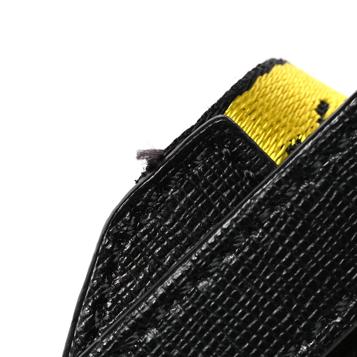 Off-White Saffiano Striped Mini Diag Binder Clip Bag Black White Yellow 13 of 13