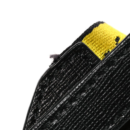 Off-White Saffiano Striped Mini Diag Binder Clip Bag Black White Yellow 13 of 13