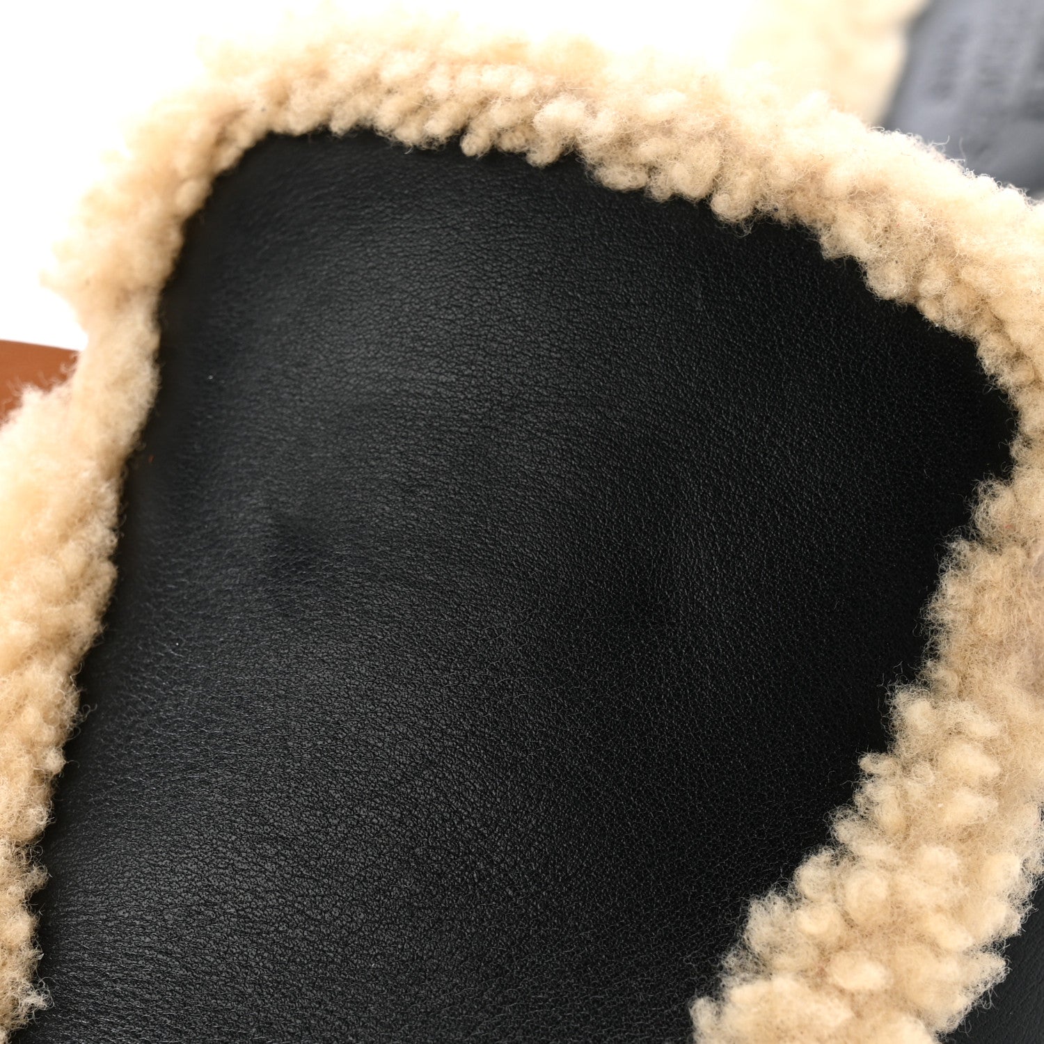 Hermes Shearling Calfskin Womens Oz Mules 40.5 Naturel Black 10 of 11