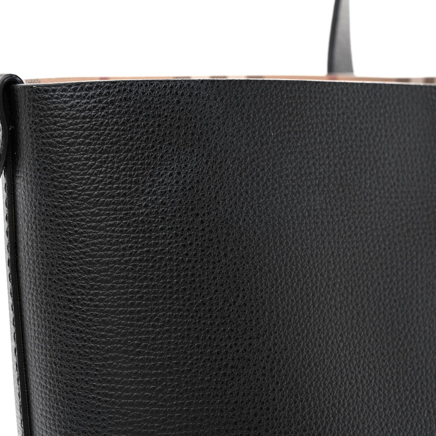 Grainy Calfskin Haymarket Check Tote Black