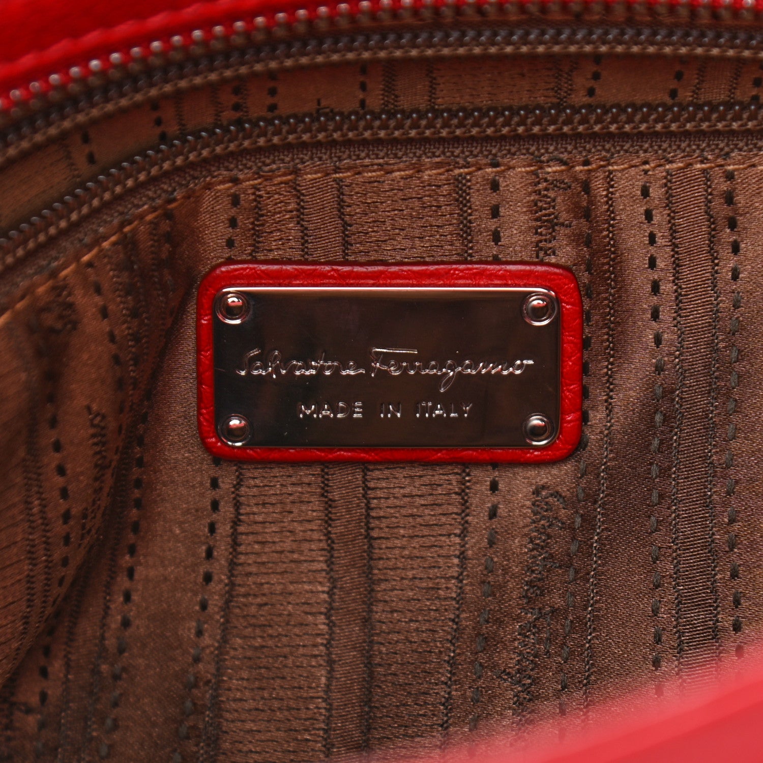 Salvatore Ferragamo Grained Calfskin Sofia Satchel Red 6 of 9