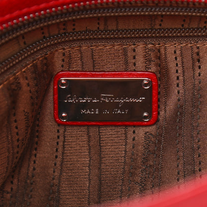 Salvatore Ferragamo Grained Calfskin Sofia Satchel Red 6 of 9