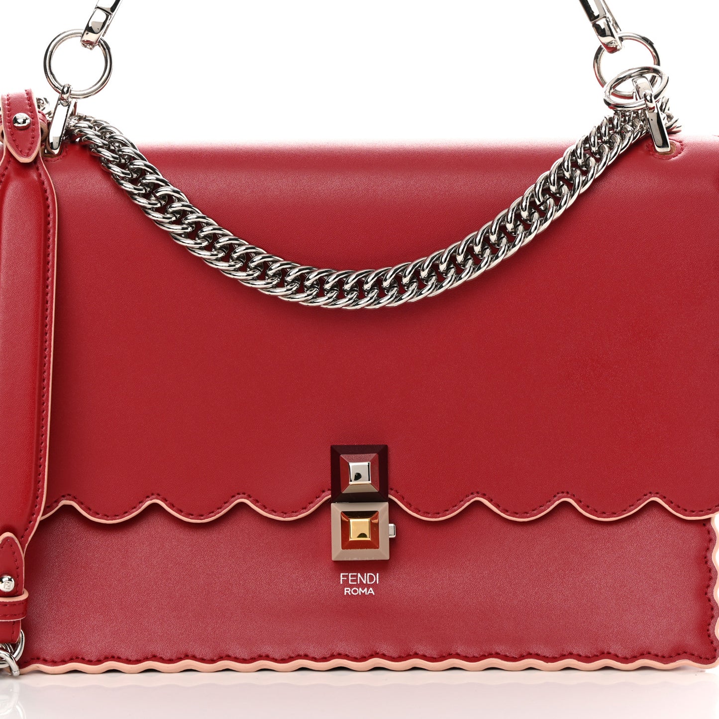Vitello Liberty Scalloped Studded Kan I Shoulder Bag Fragola