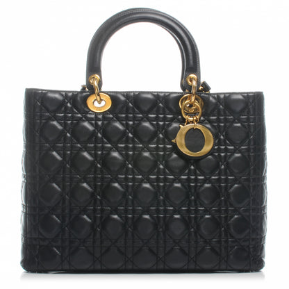 Christian Dior Lambskin Cannage Large Lady Dior Black 1 of 8