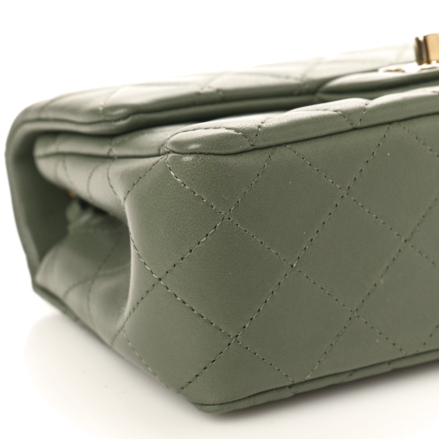 Lambskin Quilted Mini Rectangular Flap Green
