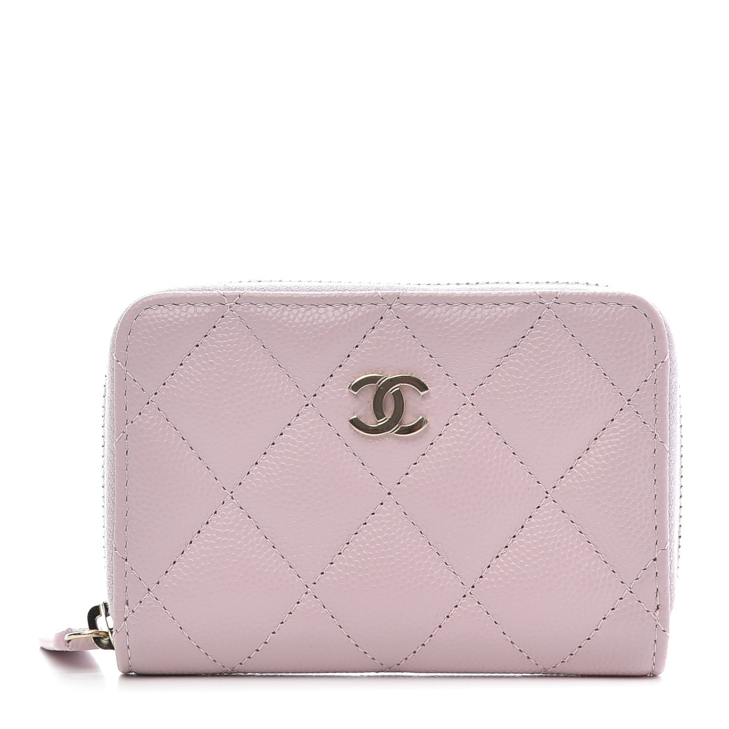 Caviar Quilted Zip Coin Purse Light Pink