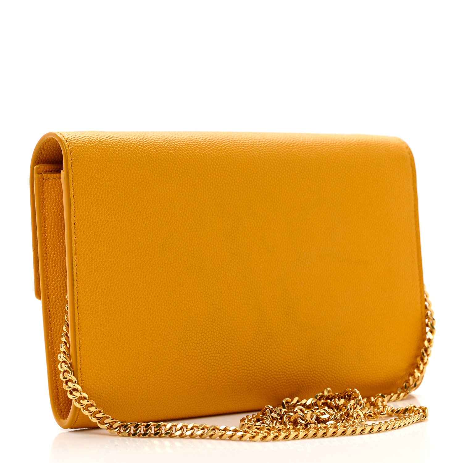 Saint Laurent Grain De Poudre Monogram Uptown Chain Wallet Chartreuse 3 of 7