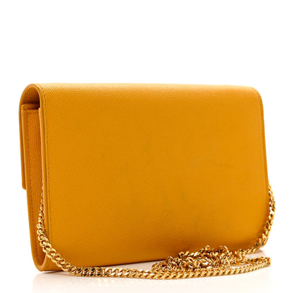 Saint Laurent Grain De Poudre Monogram Uptown Chain Wallet Chartreuse 3 of 7