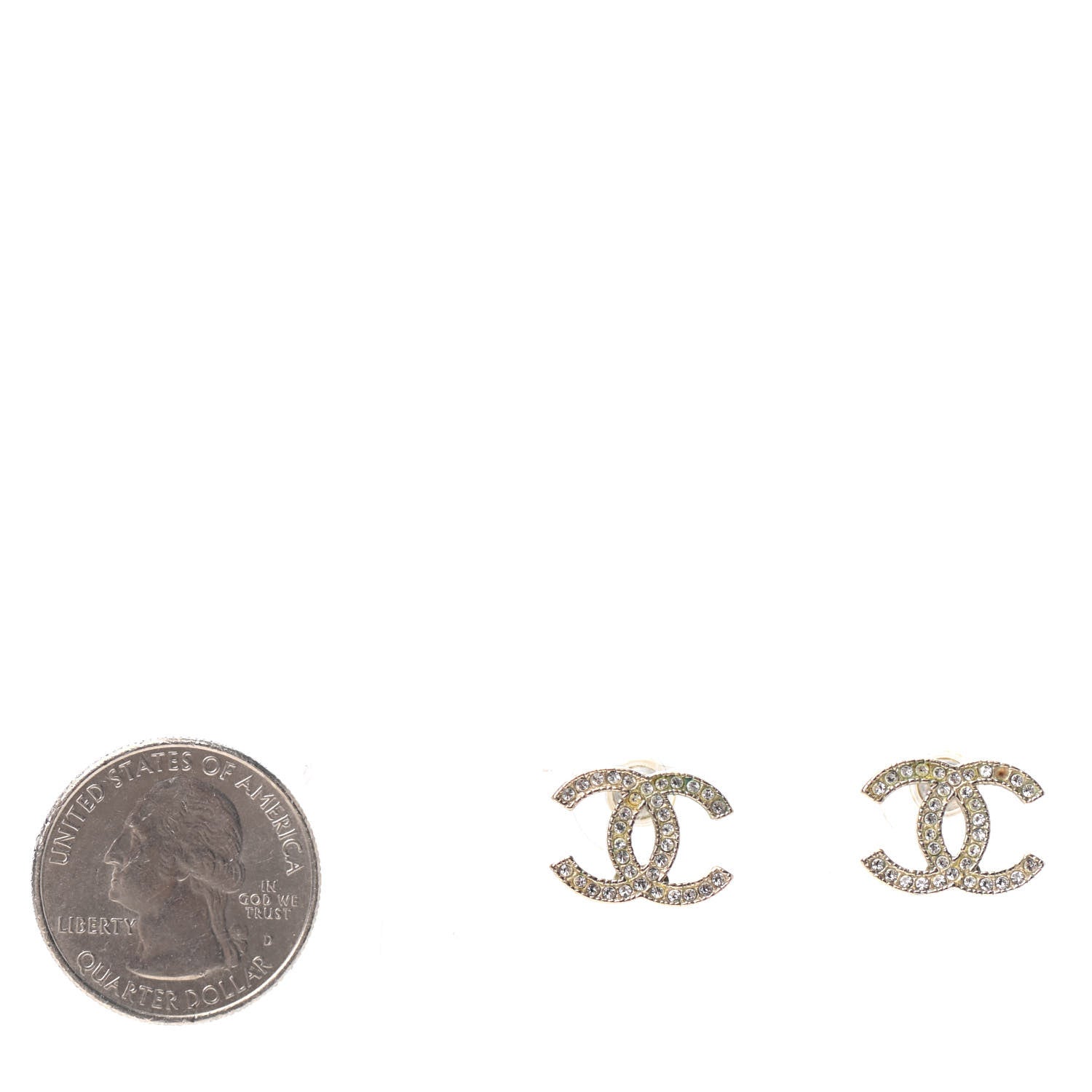 Chanel Crystal CC Earrings Silver 2 of 5