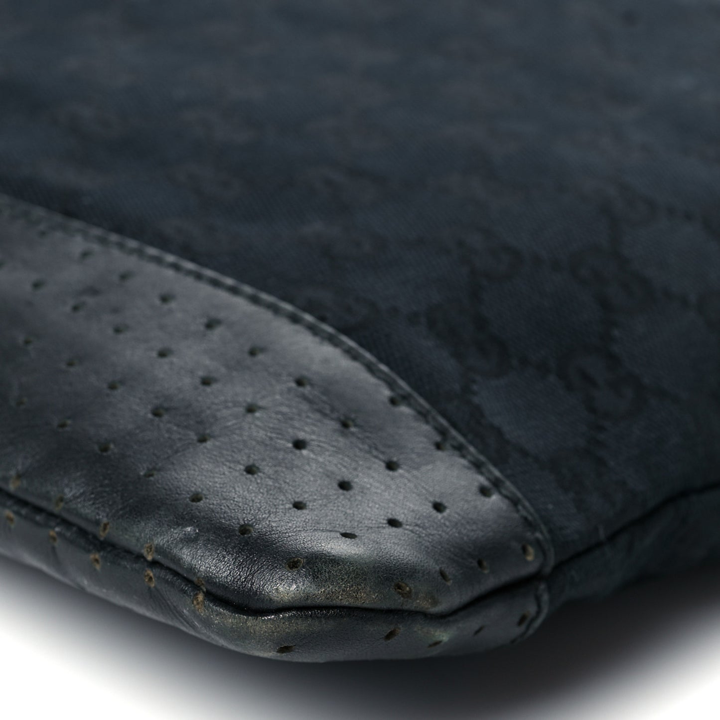 Monogram Calfskin Perforated Medium Flat Messenger Bag Black