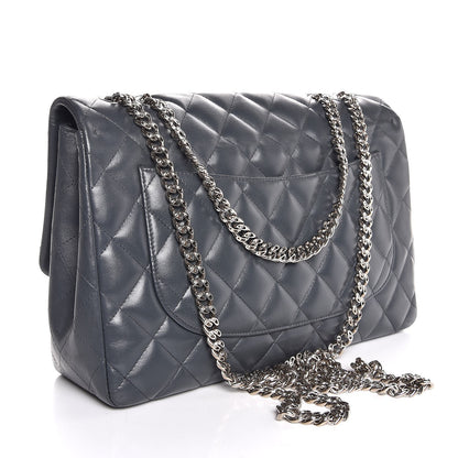 Chanel Lambskin Quilted Jumbo Single Flap Bijoux Chain Dark Grey 3 of 7