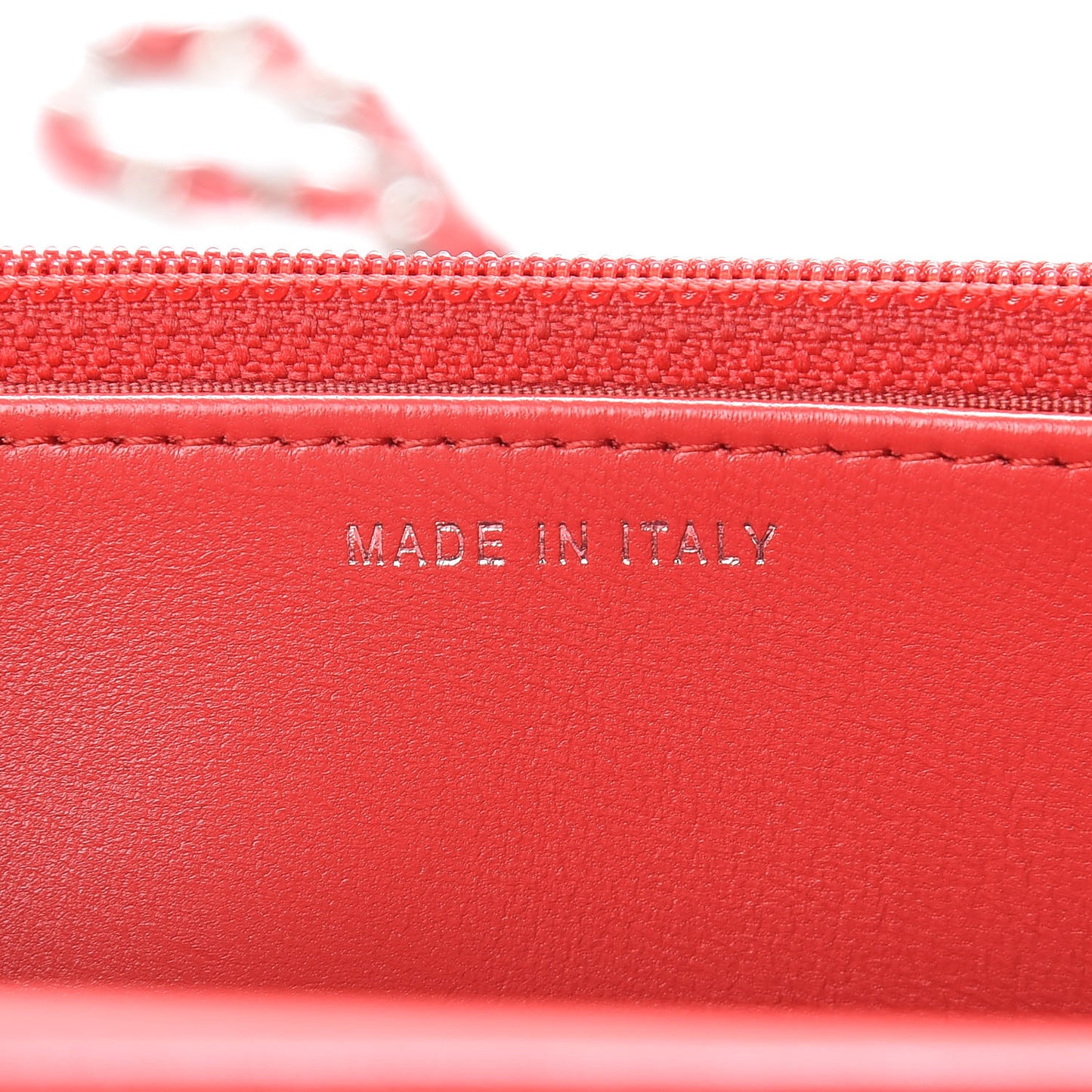 Lambskin Chevron Quilted Studded Wallet On Chain WOC Light Red