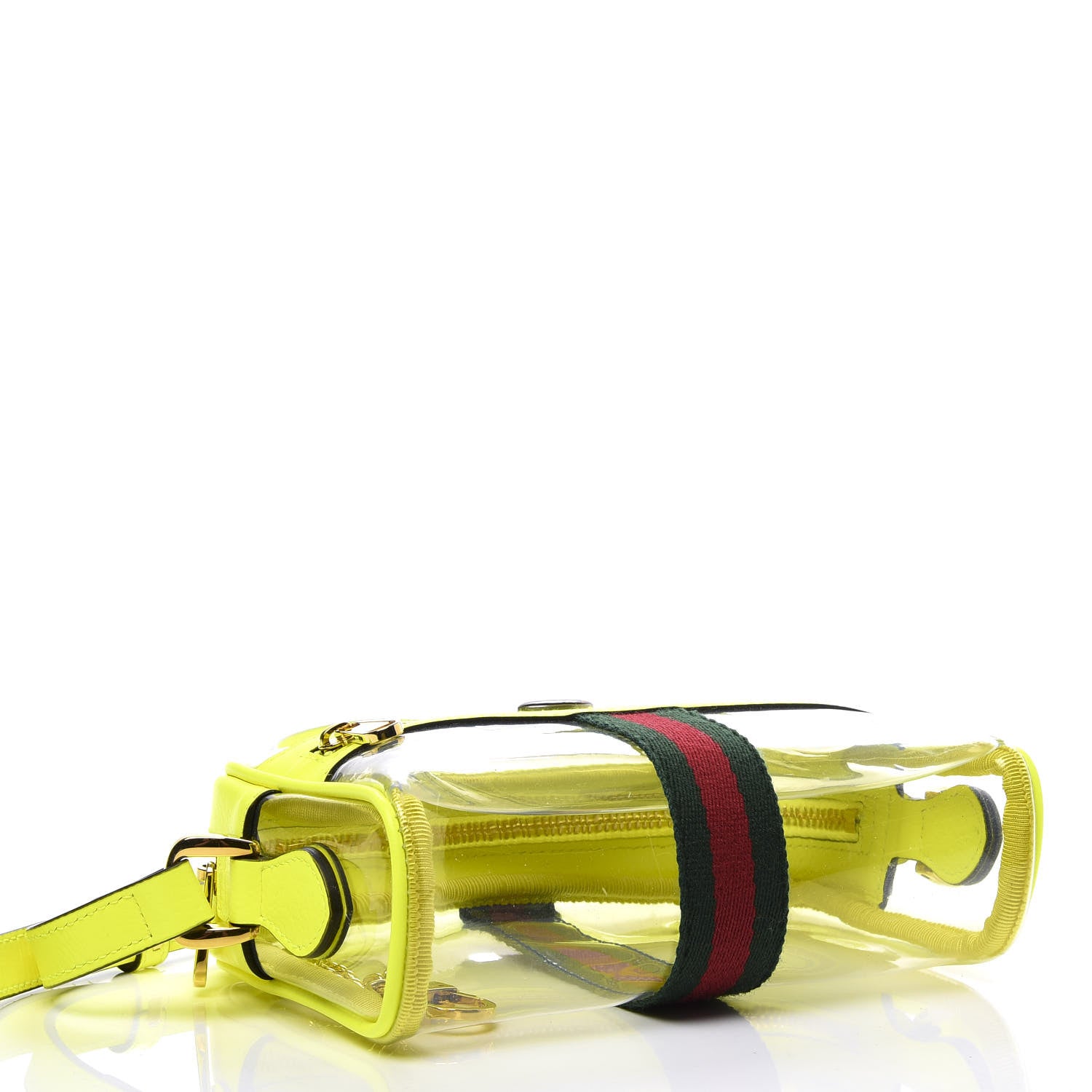 Gucci Vinyl Web Mini Ophidia Transparent Shoulder Bag Yellow Fluo 3 of 8