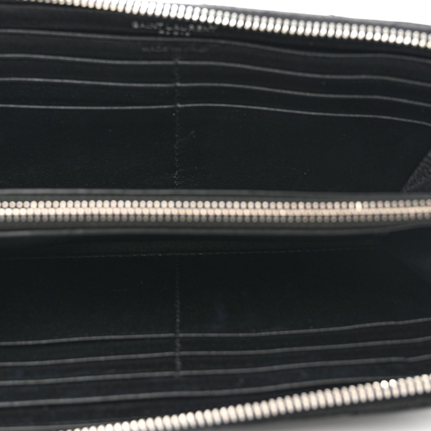 Calfskin Matelasse Chevron Monogram Zip Around Wallet Black
